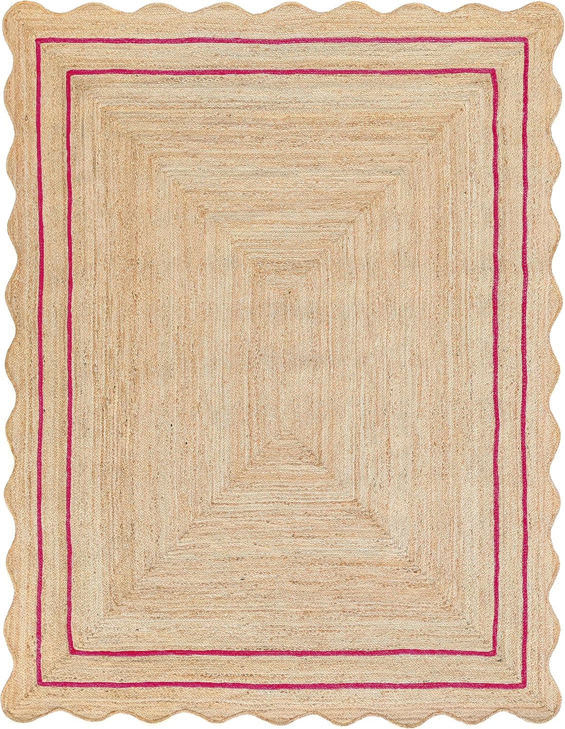 Wave Scalloped Natural Jute Rug for Boho and Farmhouse Decor