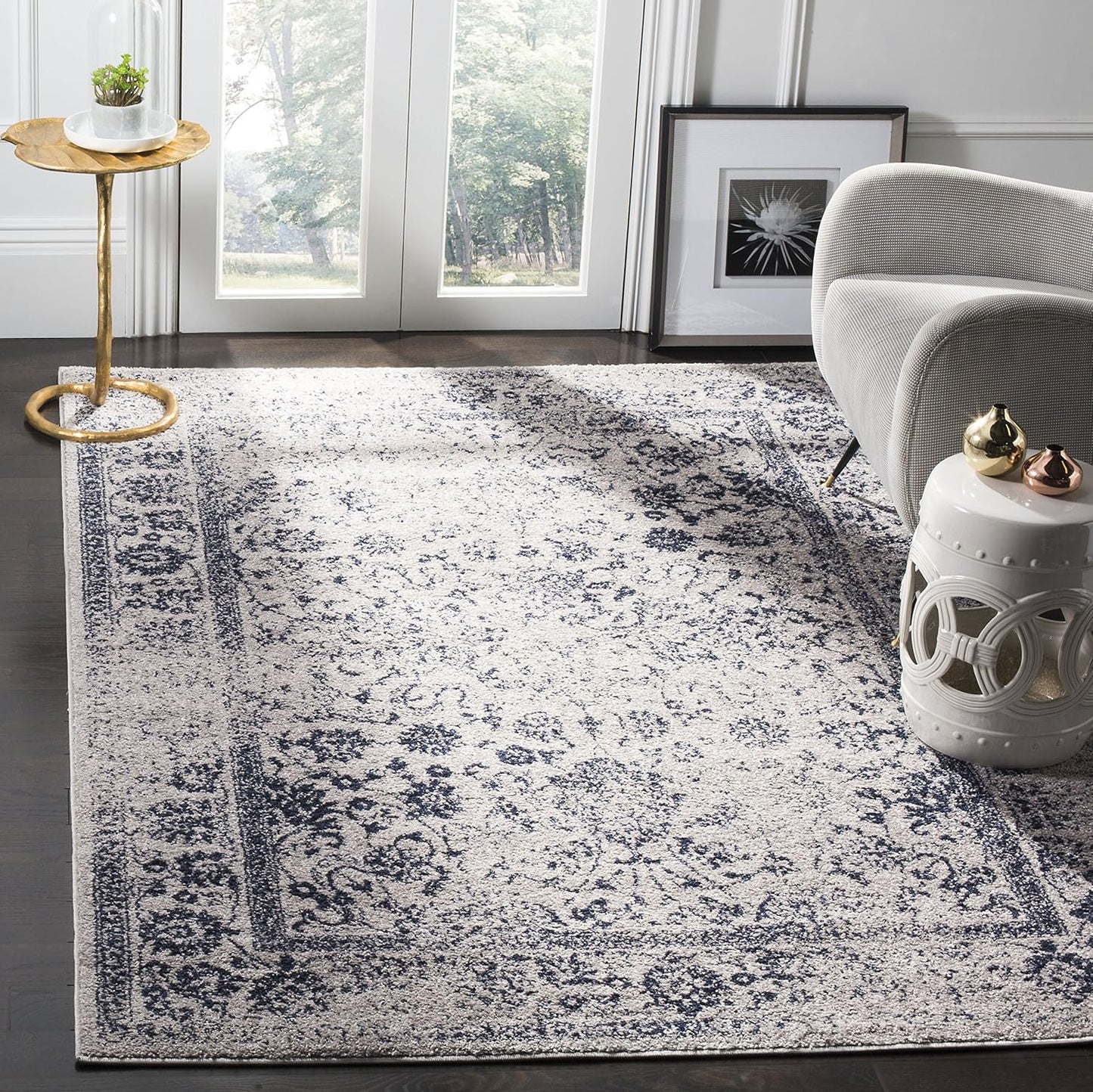 SAFAVIEH Adirondack Area Rug - Stylish 6ft x 9ft Grey & Navy