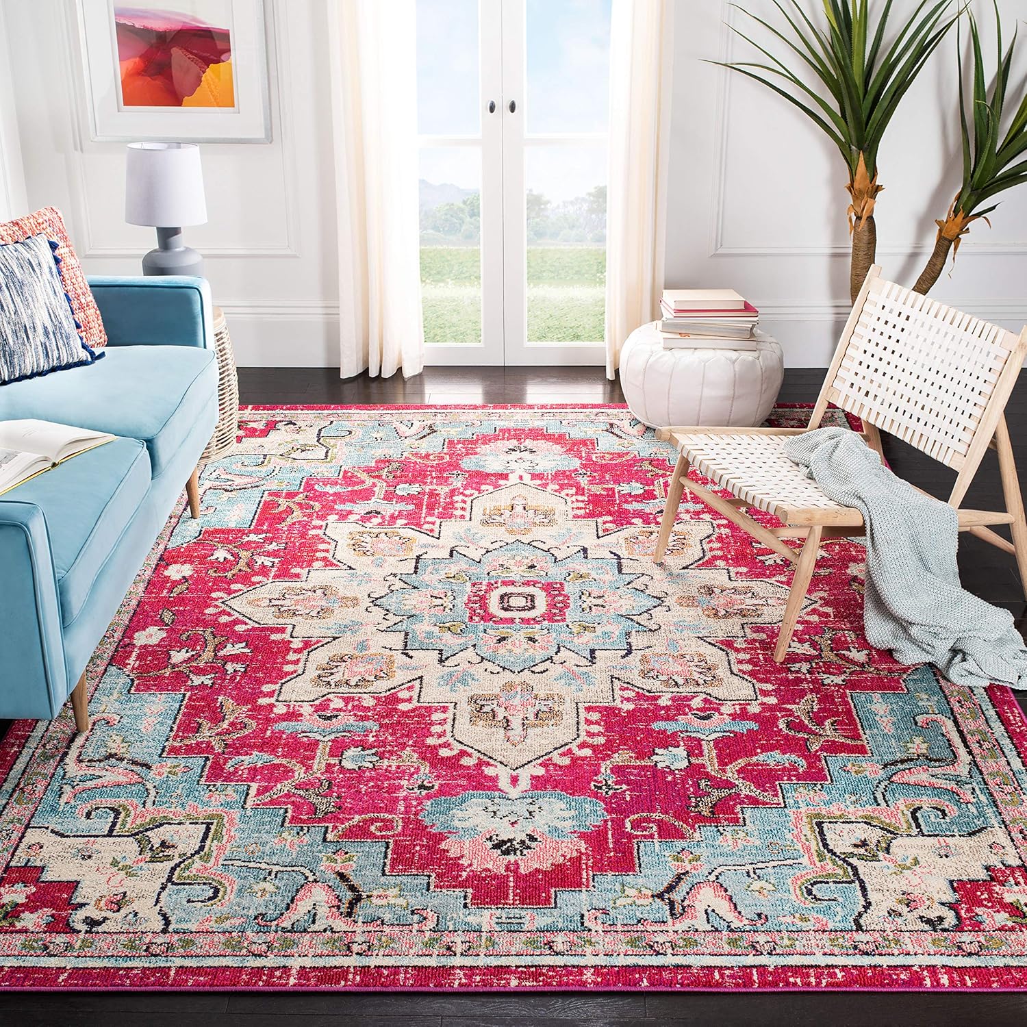 SAFAVIEH Area Rug 9x12 - Boho Distressed Medallion Design
