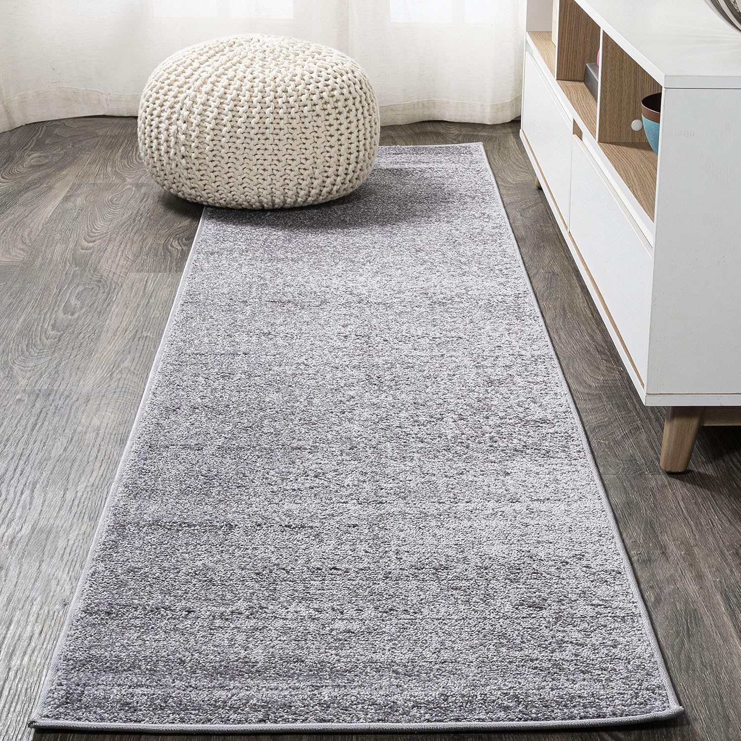 Haze Solid Low-Pile Indoor Runner Rug for Modern Spaces