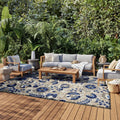 Aloha Indoor/Outdoor Natural/Blue 7 ft x 10 ft Area Rug - Easy Clean