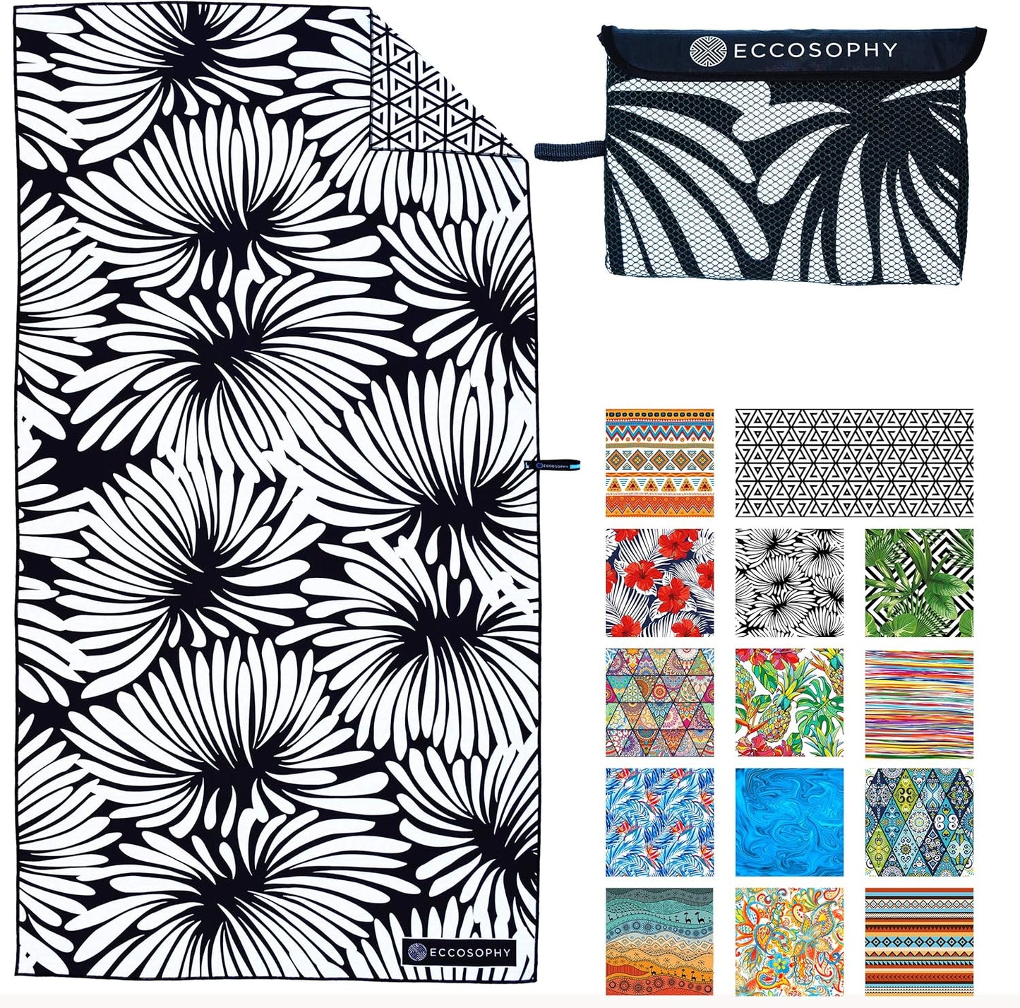 ECCOSOPHY Microfiber Beach Towel - Quick Dry and Sand Free