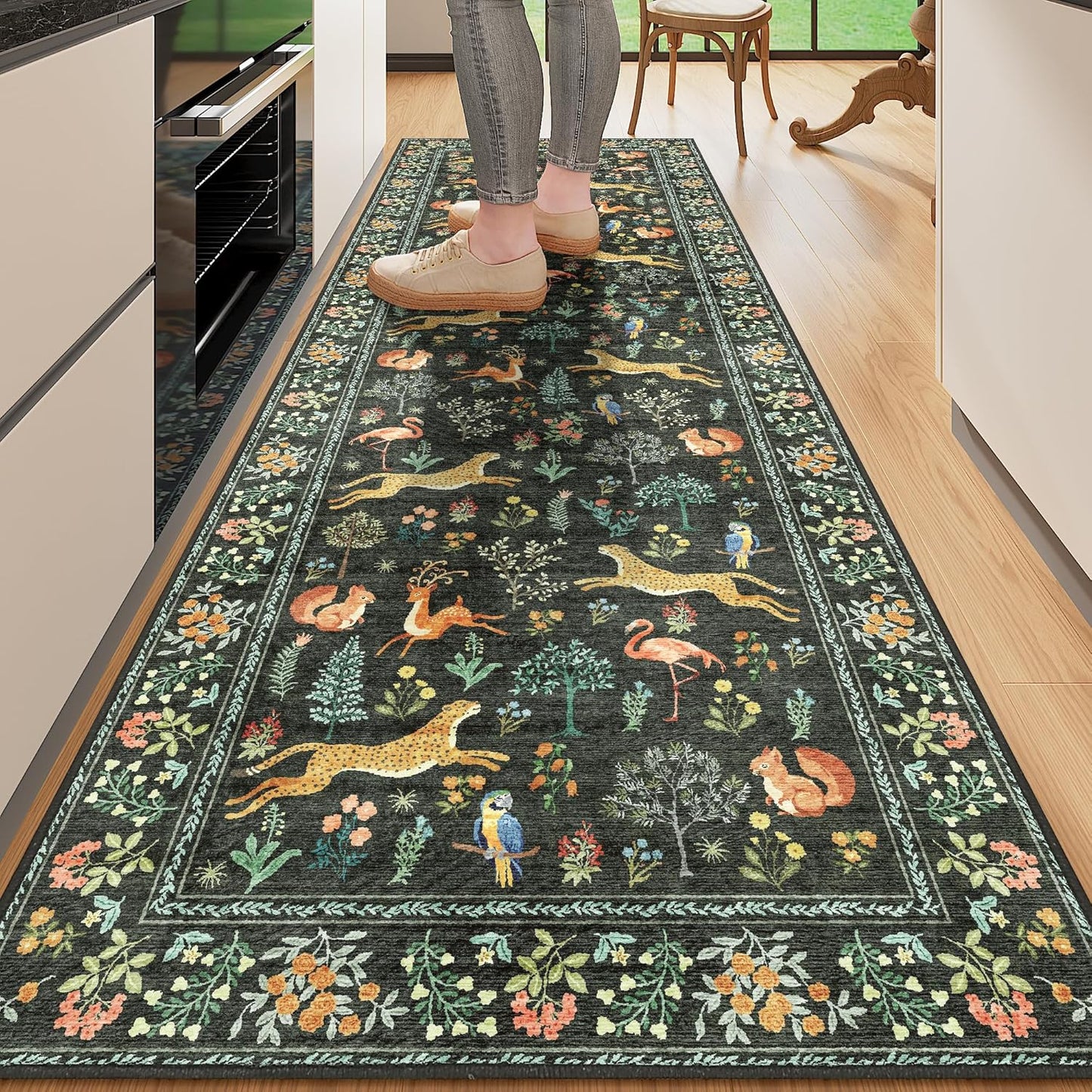 DUKINO 2.6x8 Washable Kitchen Runner Rug with Non Slip Backing