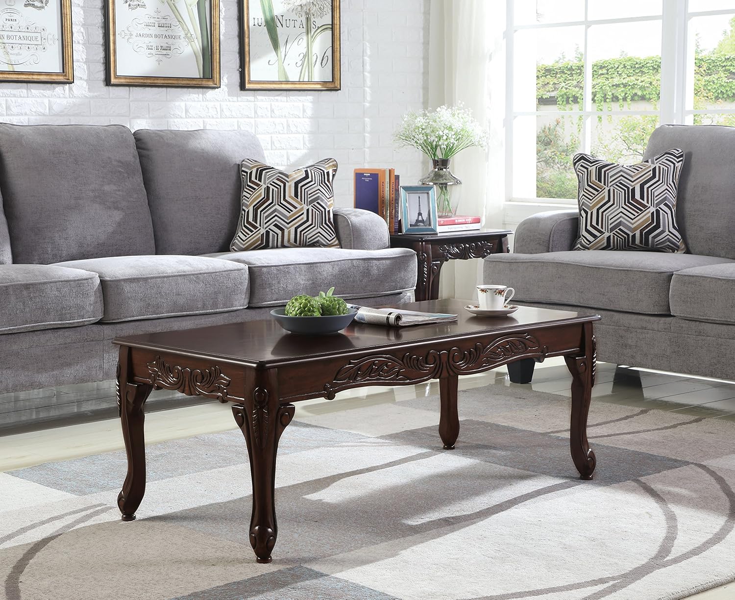 Traditional Dark Cherry Wood Coffee Table