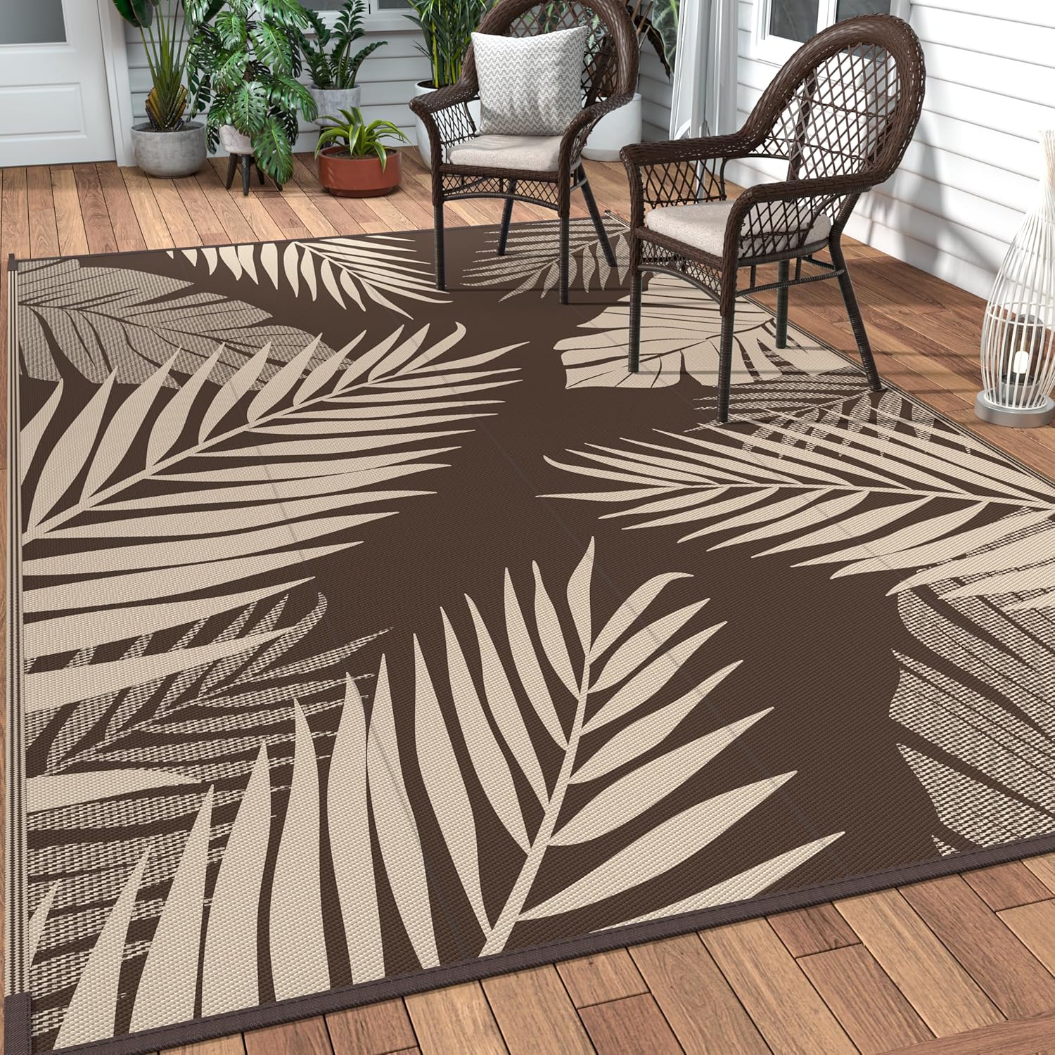 GENIMO Outdoor Rug 6ft x 9ft Waterproof for Patios and More