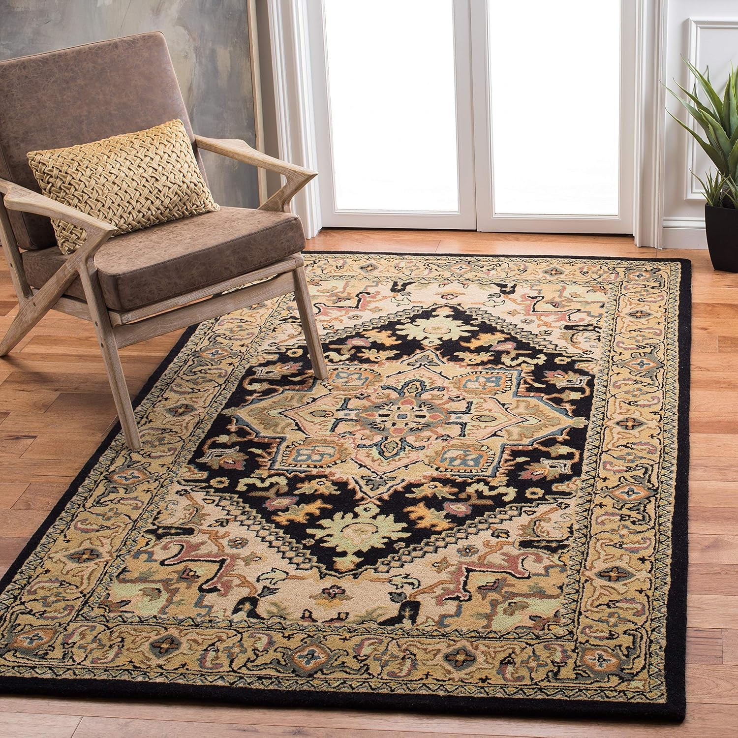 Handmade Traditional Oriental Medallion Wool Accent Rug 3ft x 5ft