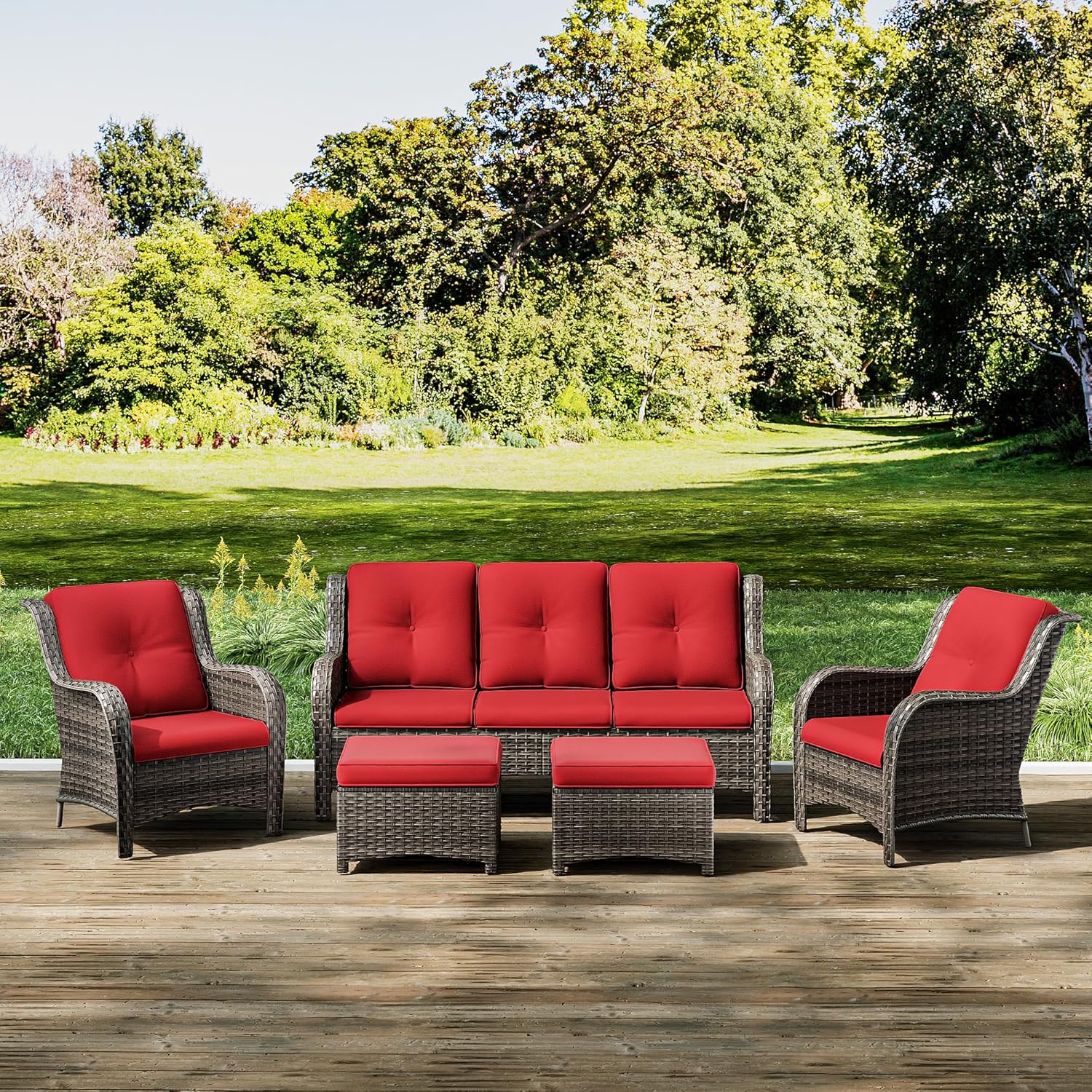 Joyside 5-Piece Wicker Outdoor Furniture Set for Cozy Gatherings