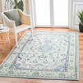 6ft7ft Square Light Blue & Ivory Area Rug - Boho Chic Medallion