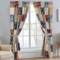 Patchwork Window Curtains 100% Cotton Panels 84in x 53in - Vintage