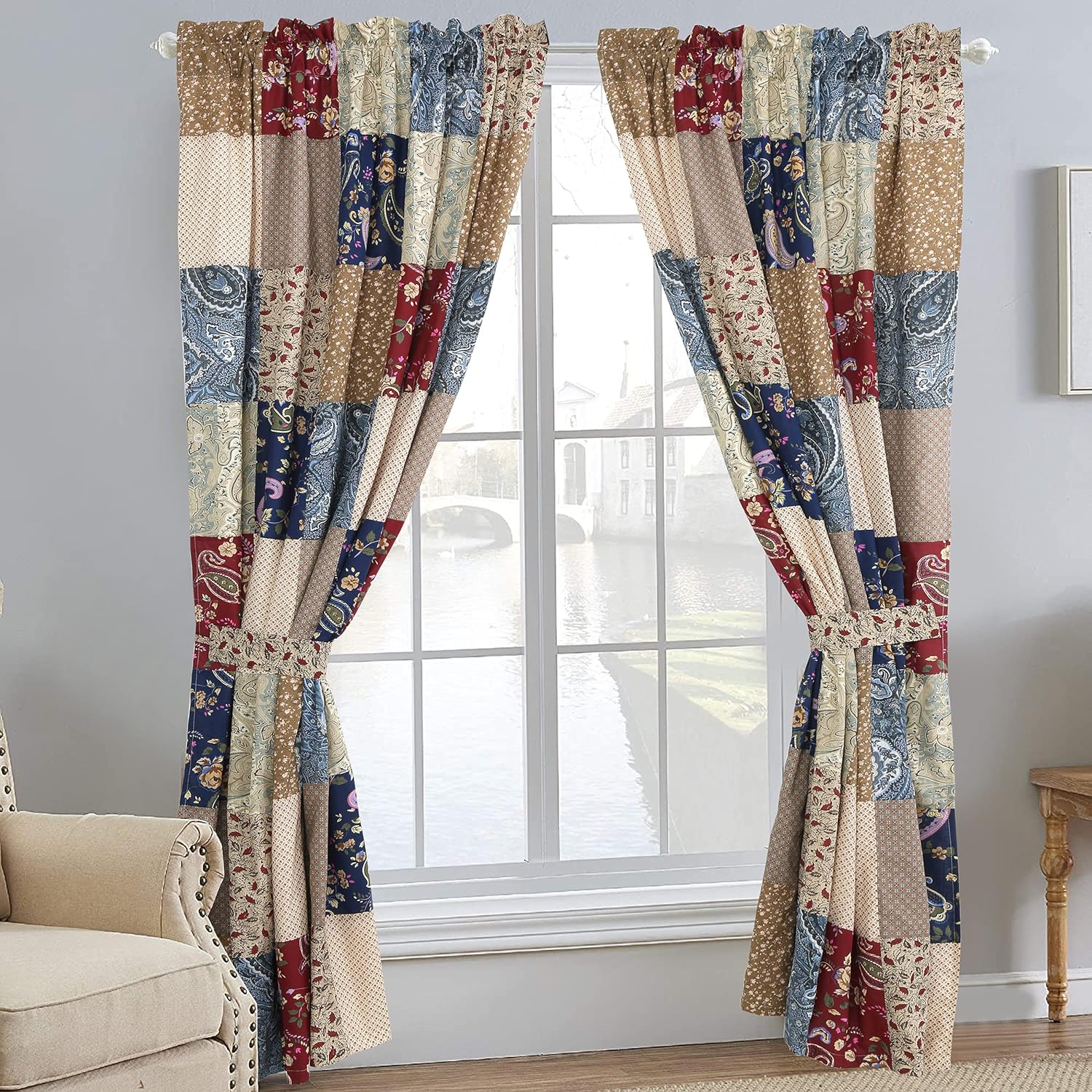Cozy Line Home Fashions 100% Cotton Patchwork Window Curtains