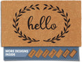 Coco Coir Hello Wreath Doormat 17x30 - Heavy Duty Non-Slip Welcome Mat