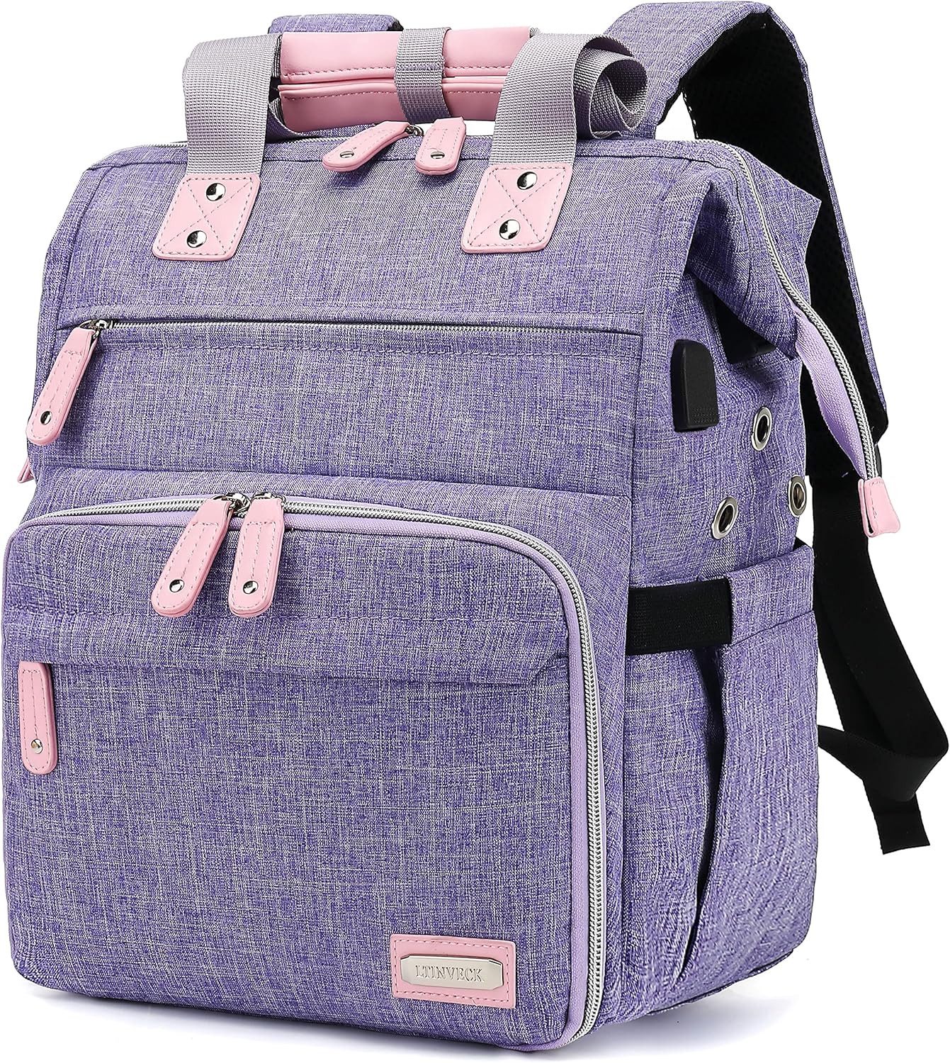 Crochet Backpack with USB Charging Port for Yarn Storage