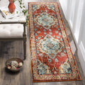 2ft 2in x 8ft Boho Runner Rug - Orange & Light Blue Medallion