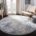 Boho Floral Medallion 4 ft Round Rug - Distressed Non-Shedding