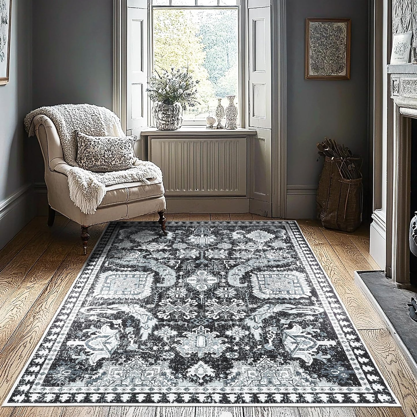 5x7 ft Area Rug - Washable Non-Slip Indoor Rug for Home
