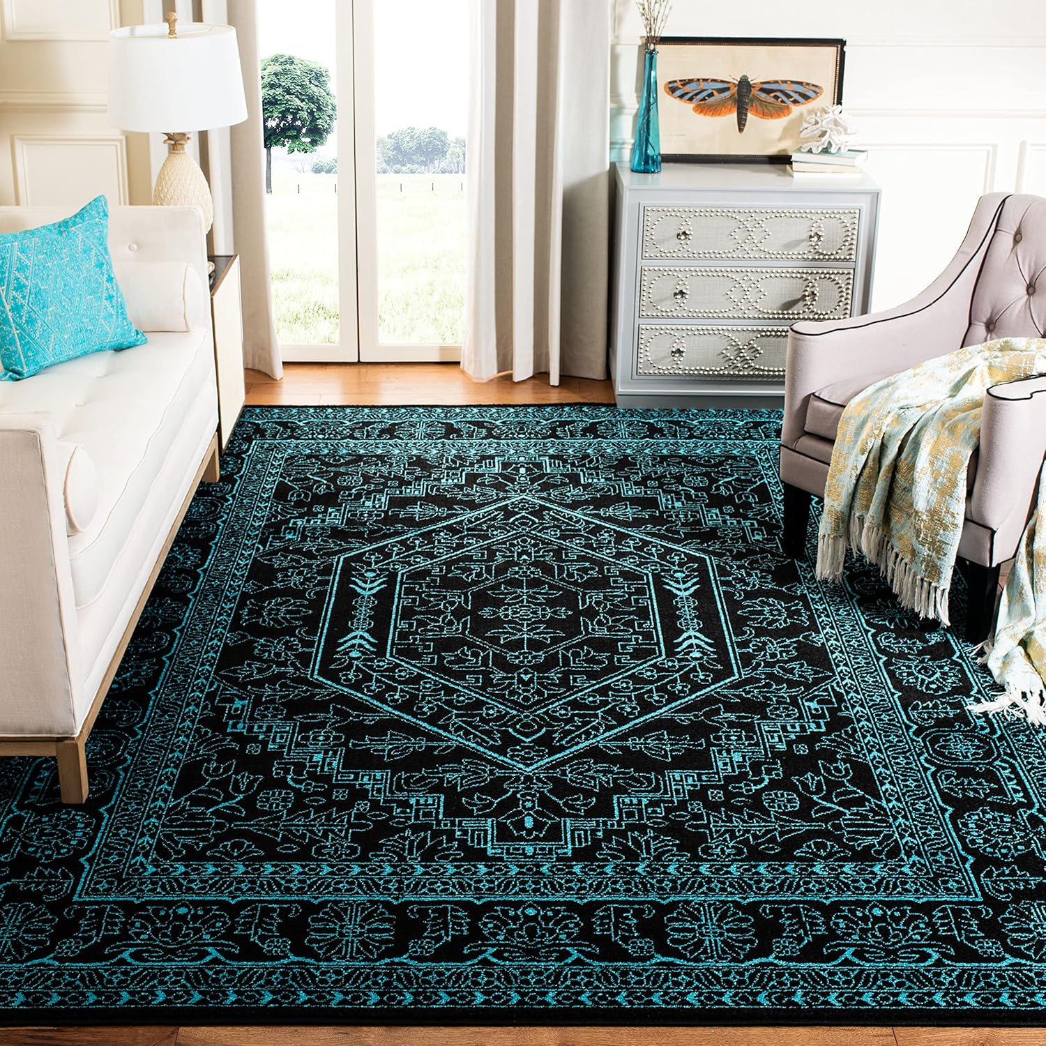 Safavieh Adirondack Area Rug - Black & Teal, 9ft x 12ft Size