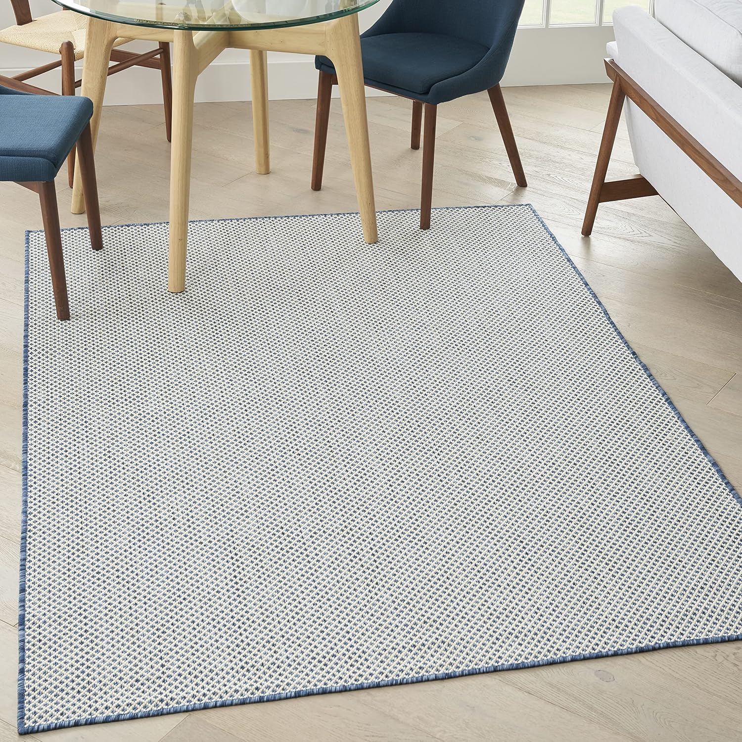 Nourison Courtyard Indoor/Outdoor Area Rug in Ivory Blue 6ft x 9ft