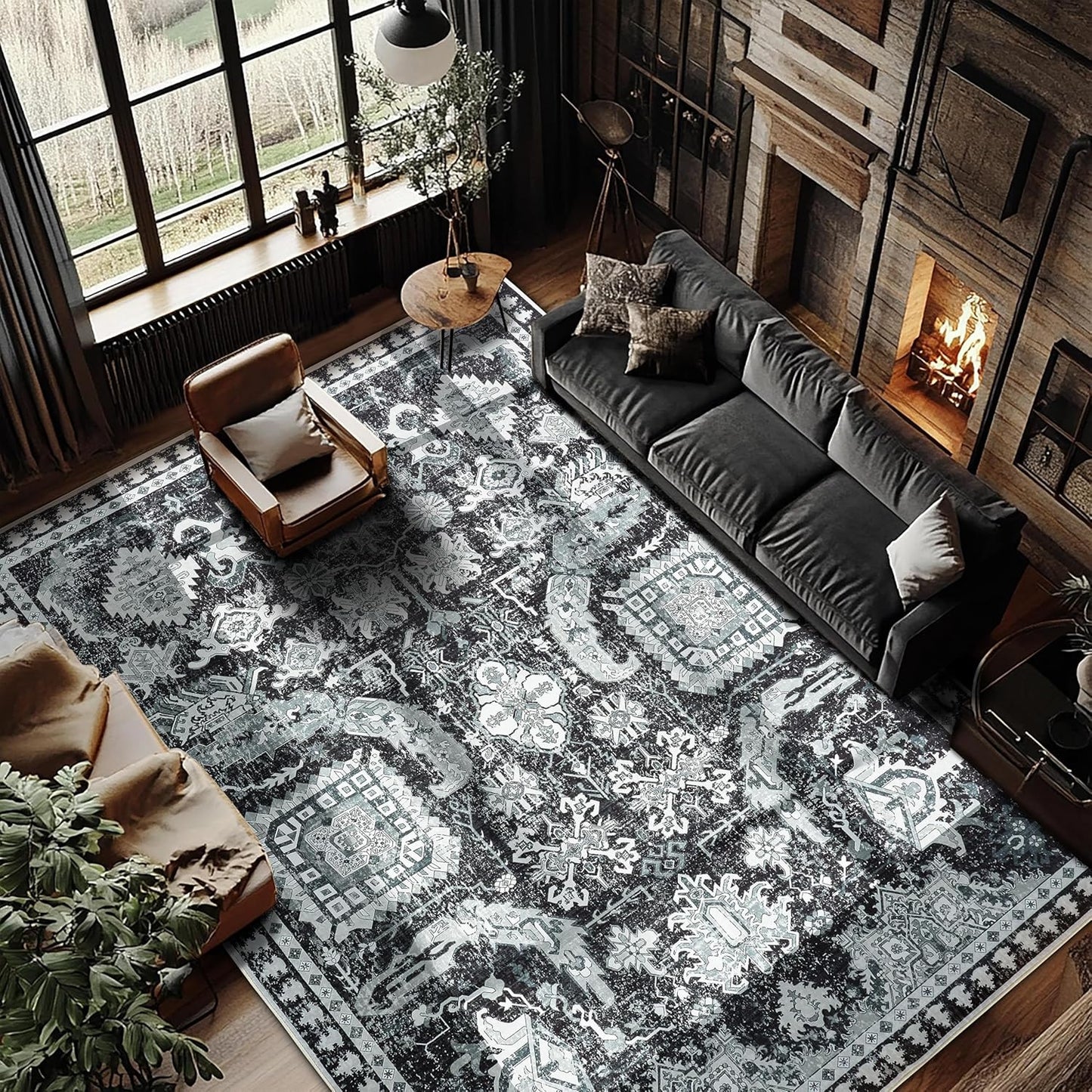 8x10 ft Washable Area Rug - Soft Non-Slip Indoor/Outdoor Rug