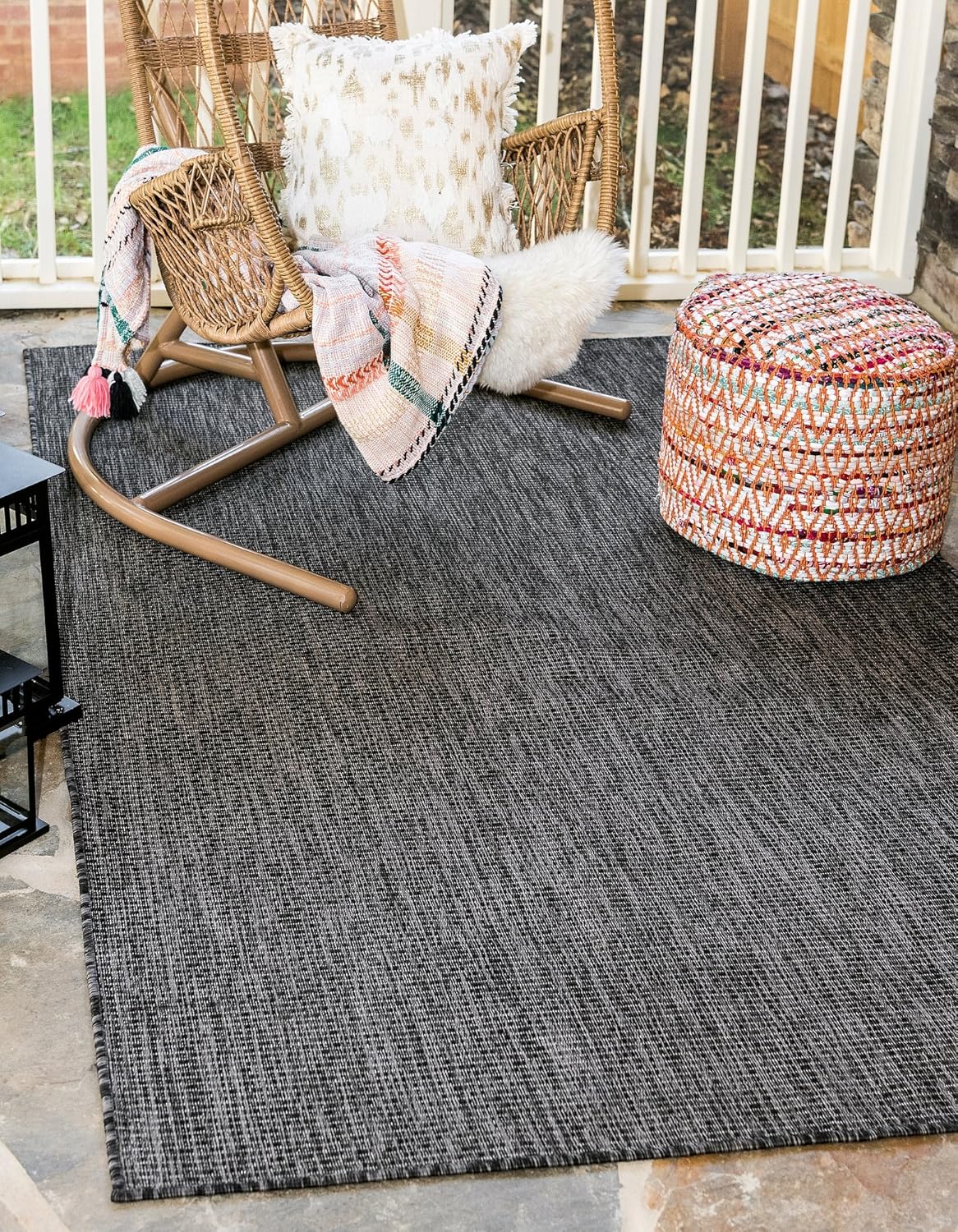 Unique Loom Transitional Solid Heathered Area Rug for Indoor/Outdoor