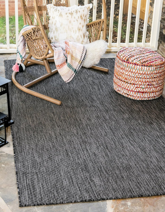 Unique Loom Transitional Solid Heathered Area Rug for Indoor/Outdoor