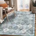 6 ft x 9 ft Washable Area Rug - Low Pile Vintage Ocean Blue