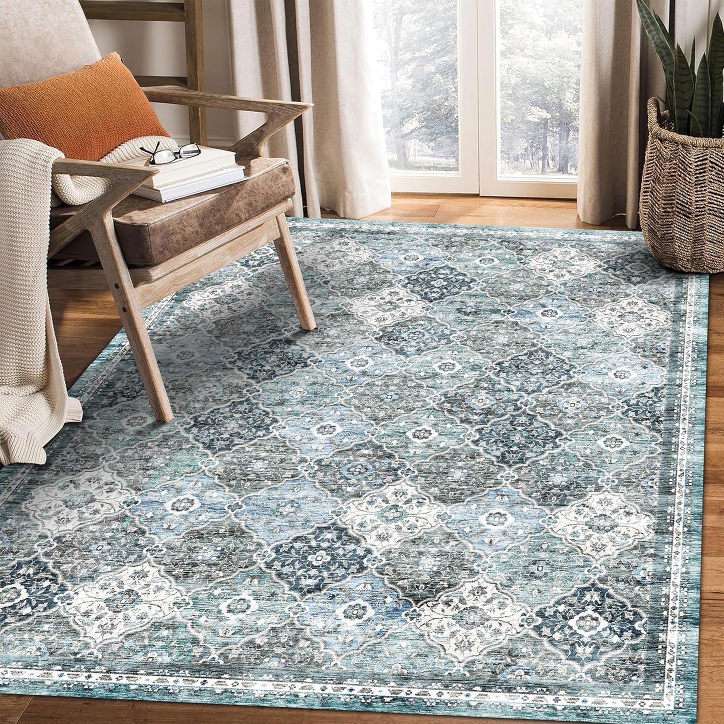 4ft x 6ft Washable Area Rug - Vintage Soft Indoor Carpet
