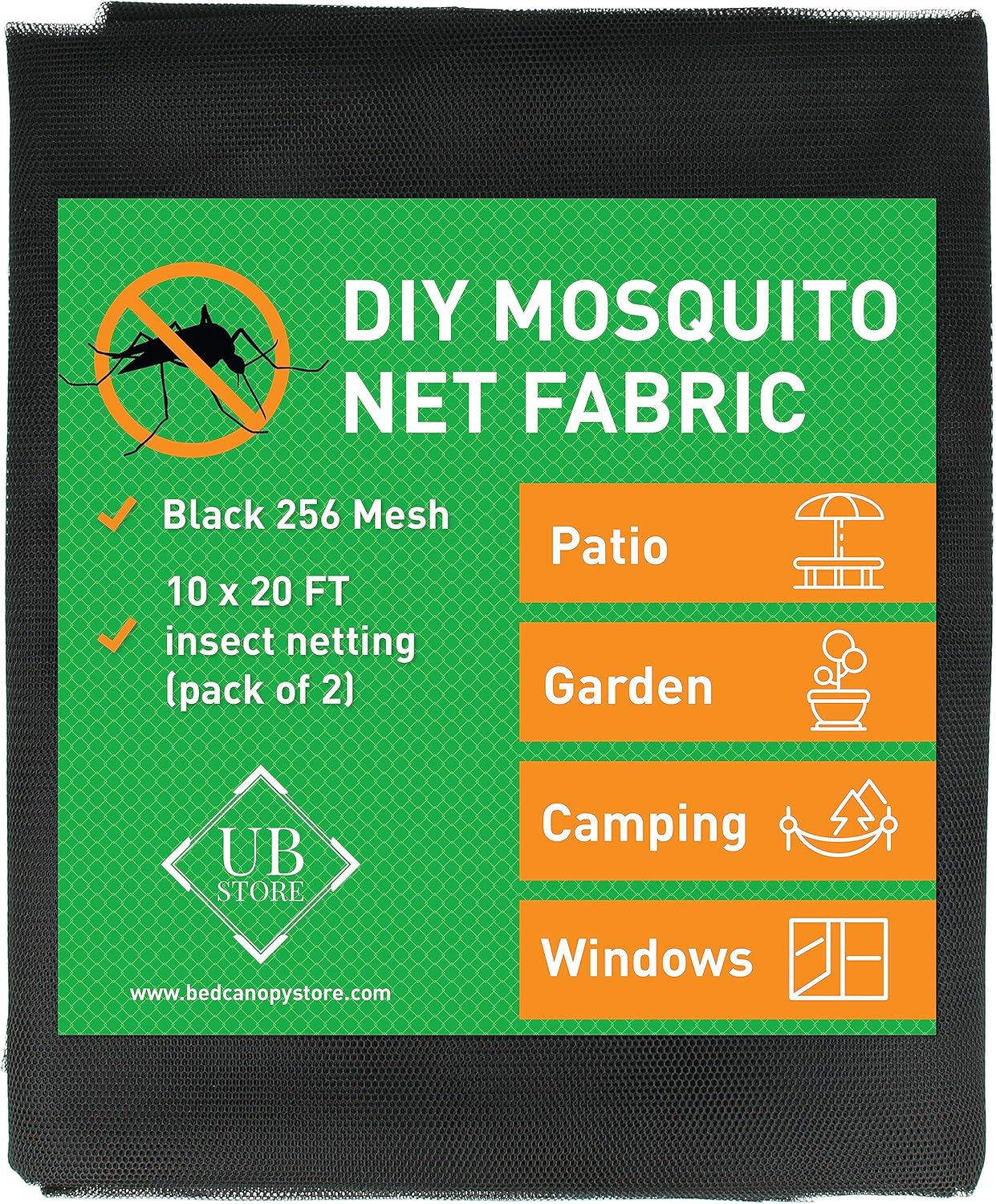 Black DIY Mosquito Net Fabric for Garden and Outdoor Use