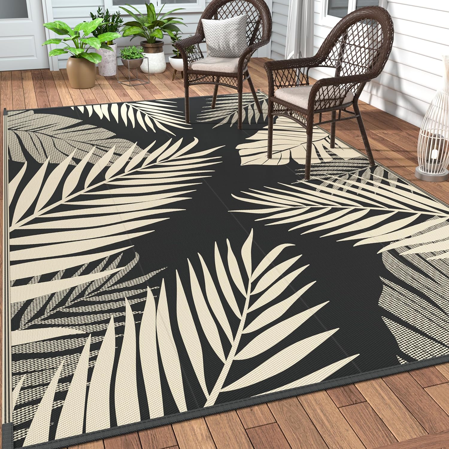 GENIMO Outdoor Rug 6ft x 9ft Waterproof for Patios and Camping