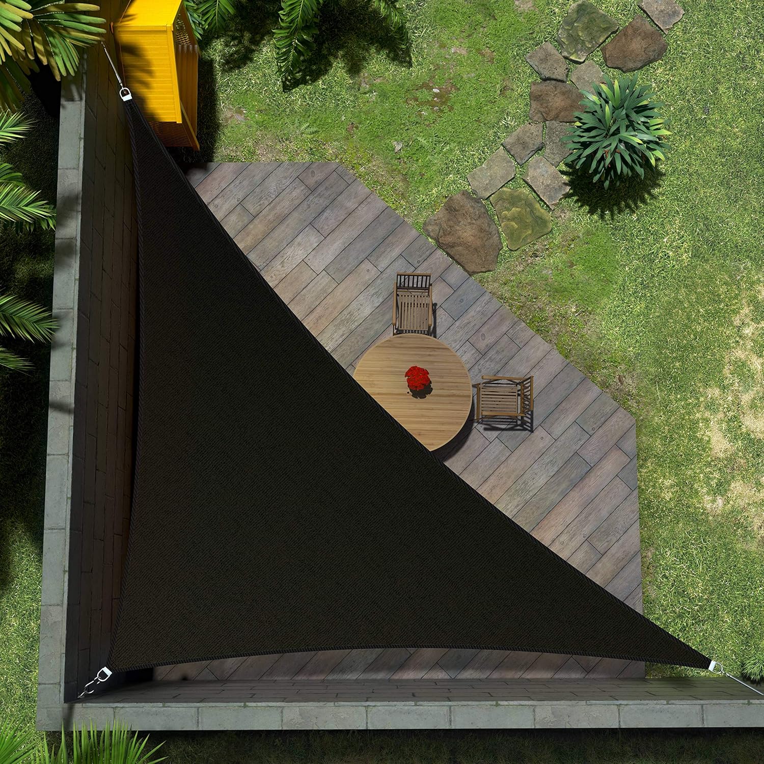 Custom Size Black Right Triangle Sun Shade Sail for Outdoor Use