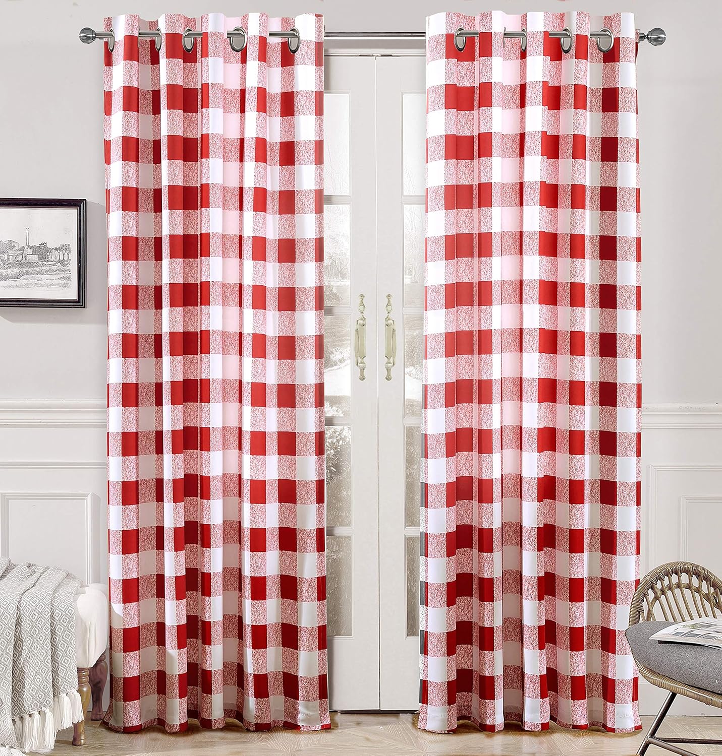 Buffalo Plaid Check Curtains for Farmhouse Bedroom Decor