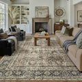 Vintage Area Rug 9x12 Brown Washable Non Slip Carpet for Home
