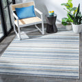 Cabana 3 ft x 5 ft Grey/Blue Indoor Outdoor Stripe Rug - Durable