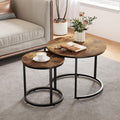 Nesting Coffee Table Set of 2 - Space-Saving Rustic Round Tables