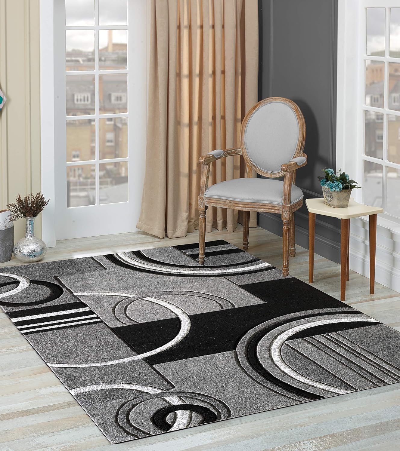 Modern 8x10 Grey Area Rug with Premium Fluffy Texture