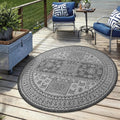 Outdoor Round Rug 8ft Washable Patio Rug - Durable, Quick-Dry
