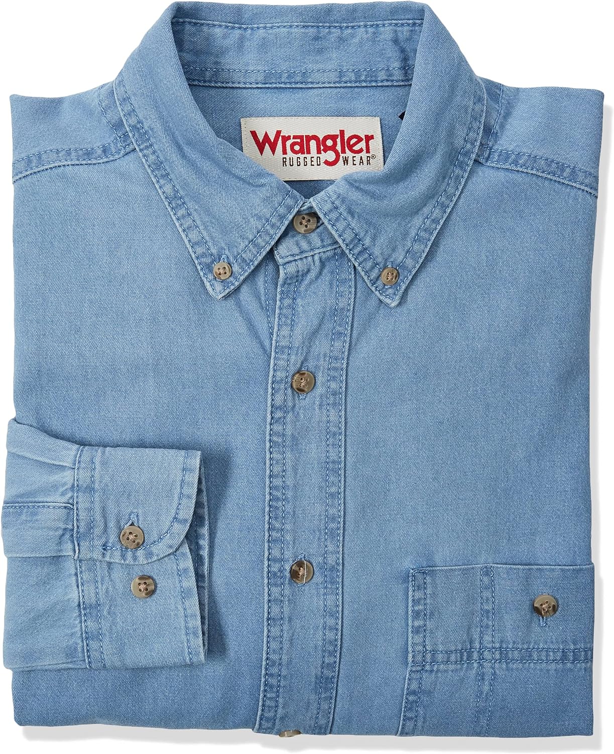 Wrangler Men's Denim Button Down Shirt for Comfort and Style