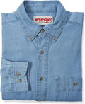 Wrangler Men's Denim Button Down Shirt - Classic Stonewash Comfort