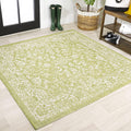 Weave Floral Indoor Outdoor Square Area Rug 5X5 - Easy-Clean Patio Rug