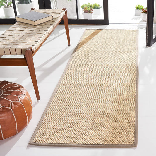 Natural Fiber Runner Rug - 2ft 6in x 8ft in Maize & Grey Design