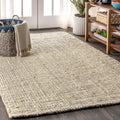 Jute Handwoven Chunky Light Ivory Area Rug 3x5 - Durable Boho Style