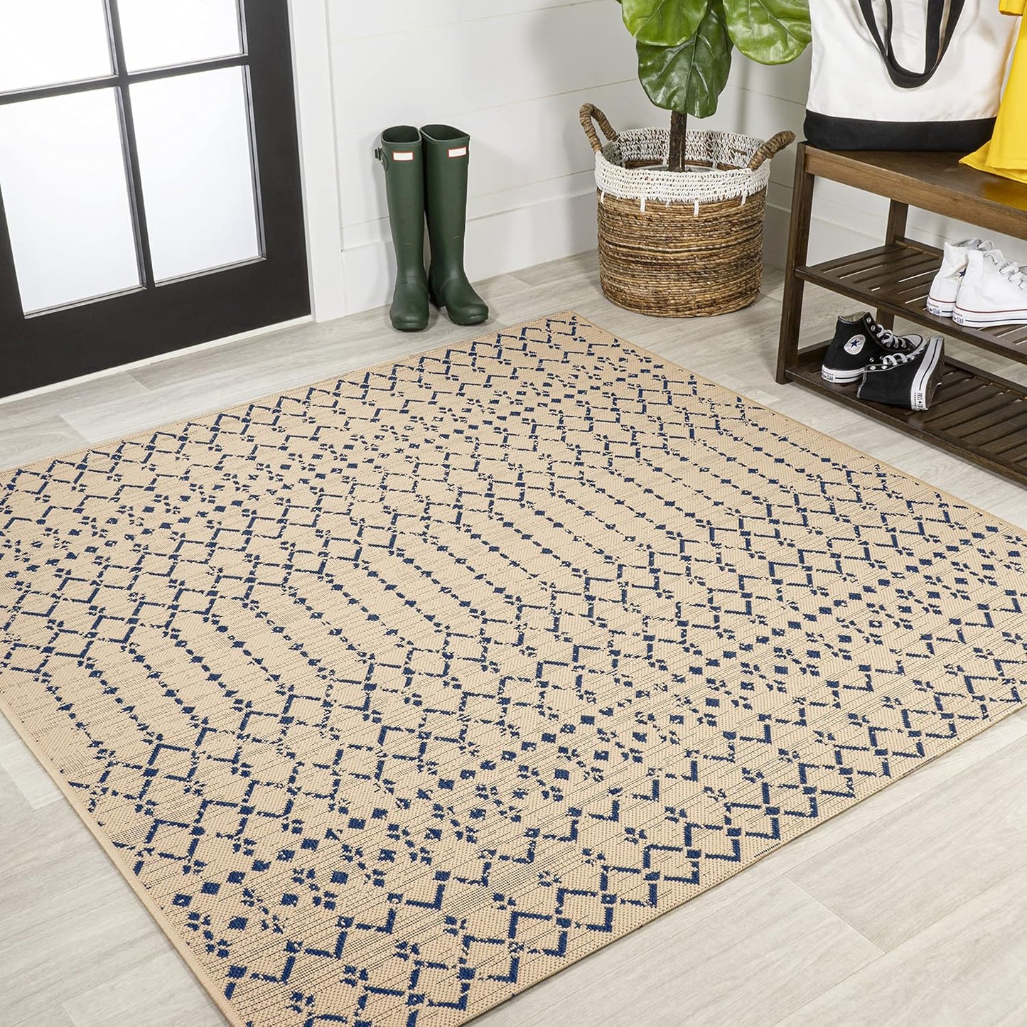 JONATHAN Y Moroccan Geometric Indoor Outdoor Square Area Rug