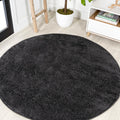 JONATHAN Y Haze Solid Low-Pile Black 8ft Round Area Rug - Easy Care