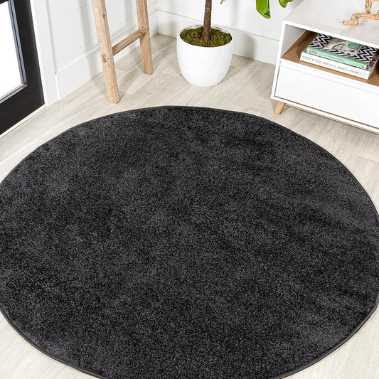 Haze Solid Low-Pile Black 8ft Round Indoor Area Rug Review