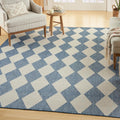 Positano Indoor/Outdoor Navy Blue 5 ft x 7 ft Rug - Durable Checkered