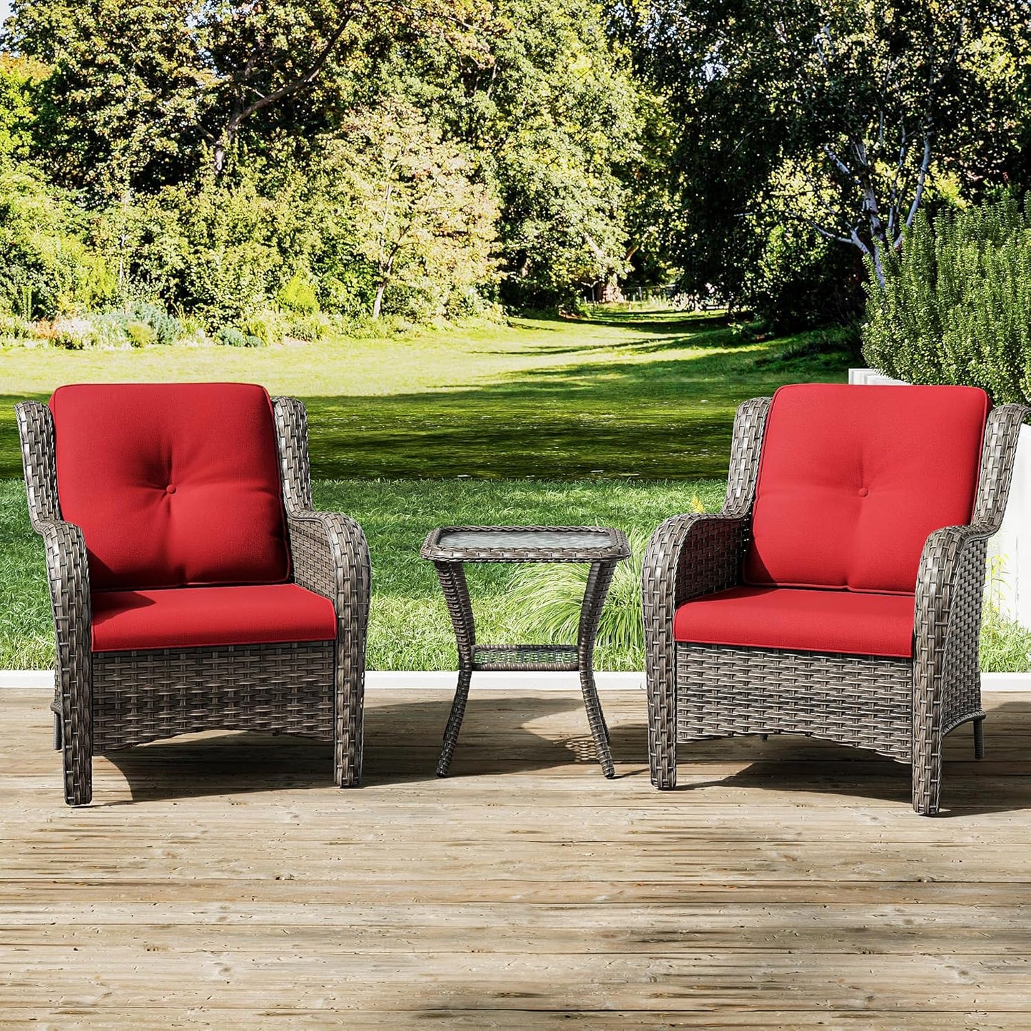 Joyside Patio Bistro Set Wicker Chairs for Outdoor Comfort