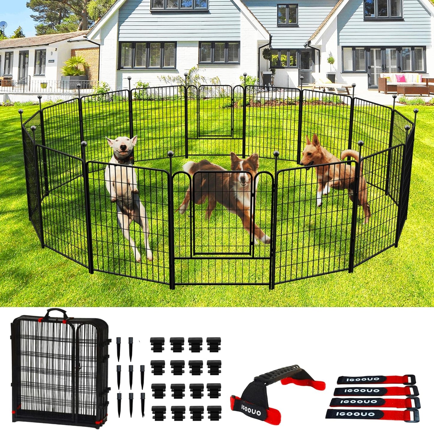 Dog Fence Outdoor for Yard by IGOOUO - Portable Playpen