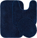 Garland Rug Traditional Nylon Washable Navy 3 Piece Set - Soft