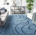 Florida Shag Area Rug 9ft 6in x 13ft - Plush Light Blue & Blue