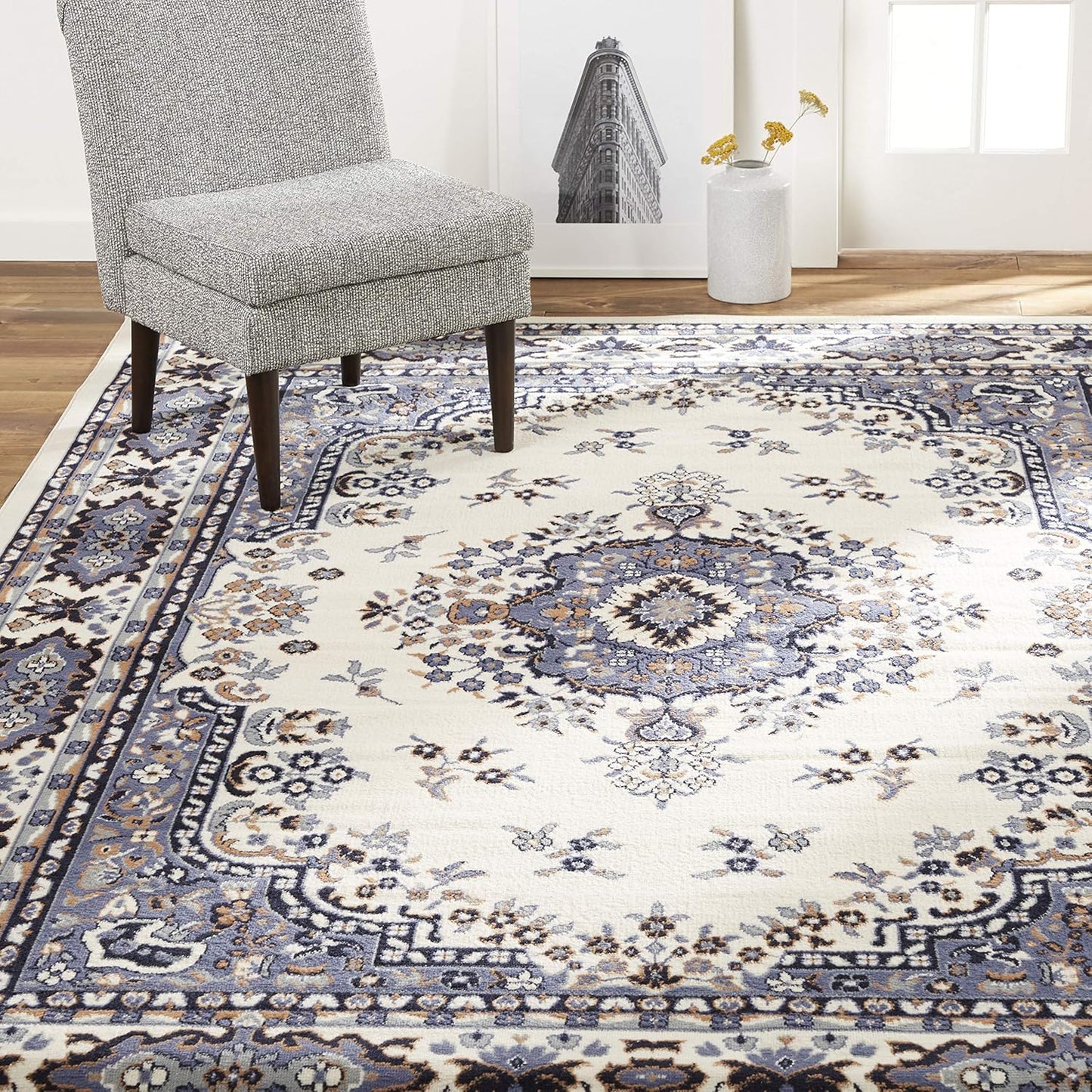Premium Sakarya Traditional Medallion Border Area Rug for Home
