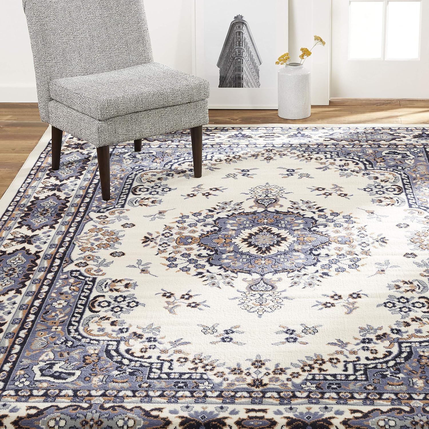Premium Sakarya Traditional Medallion Border Area Rug for Home